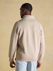 Joules Alistair Oatmeal French Ribbed Quarter Zip Sweatshirt - Image 5 of 9