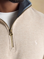 Joules Alistair Oatmeal French Ribbed Quarter Zip Sweatshirt - Image 6 of 9