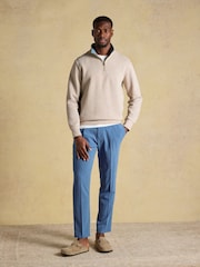 Joules Alistair Oatmeal French Ribbed Quarter Zip Sweatshirt - Image 7 of 9