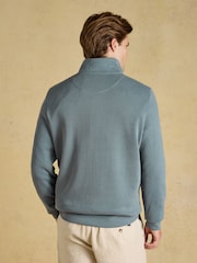 Joules Alistair Blue French Ribbed Quarter Zip Sweatshirt - Image 2 of 6