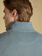 Joules Alistair Blue French Ribbed Quarter Zip Sweatshirt - Image 5 of 6