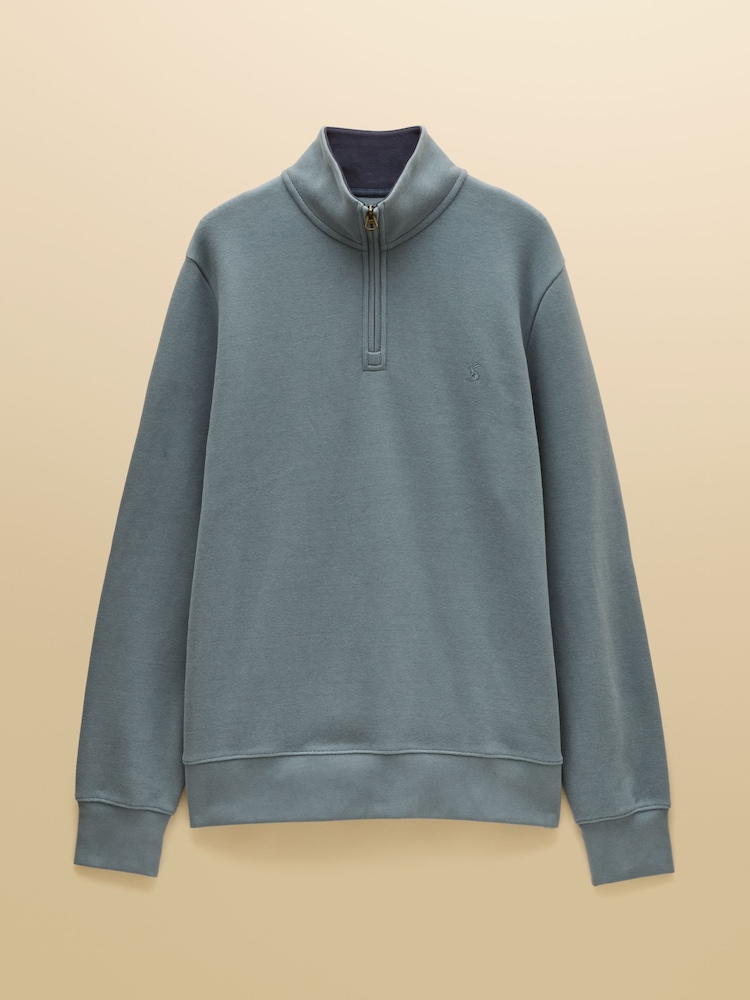 Joules Alistair Blue French Ribbed Quarter Zip Sweatshirt - Image 6 of 6 Joules Alistair Blue French Ribbed Quarter Zip Sweatshirt - Image 6 of 6