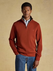 Rojo - Sudadera de canalé francés con cremallera corta Alistair de Joules - Imagen 1 de 8