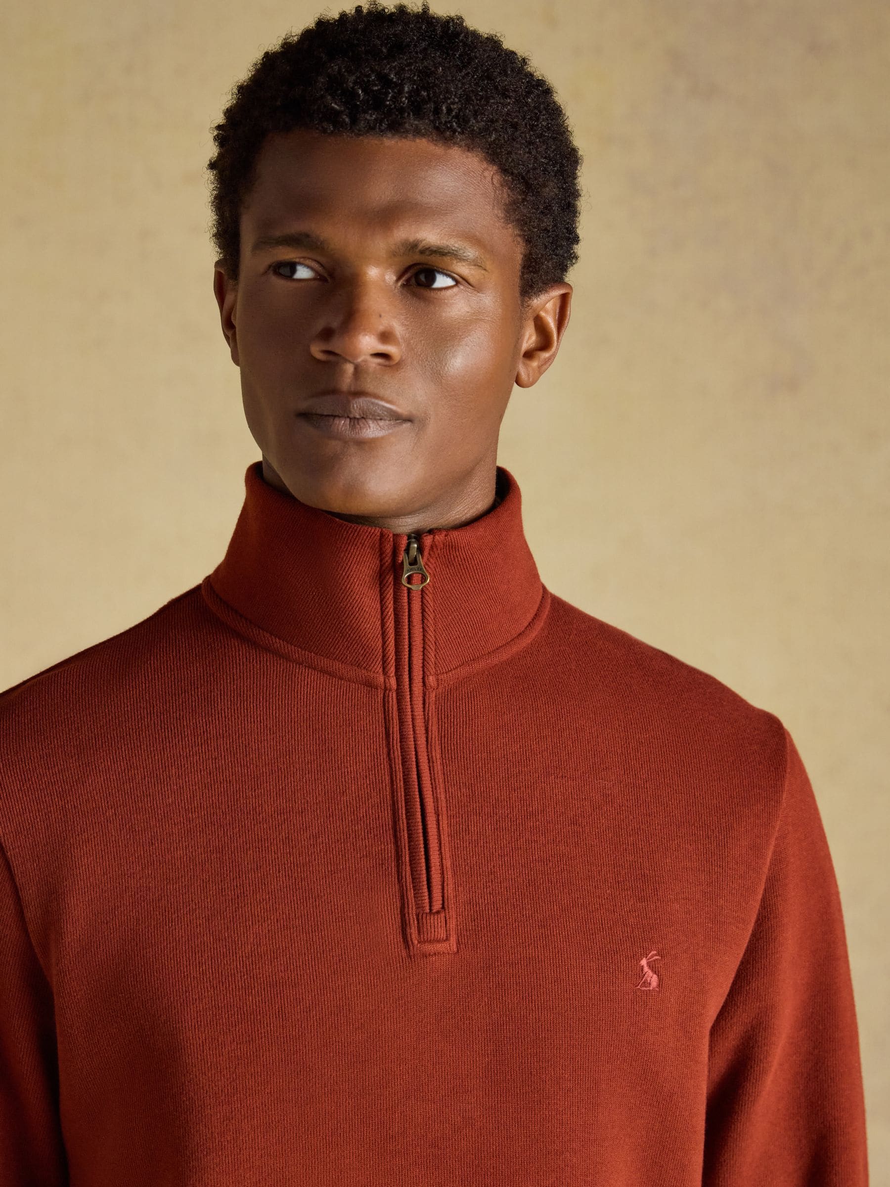 Buy Joules Alistair Red French Ribbed Quarter Zip Sweatshirt from