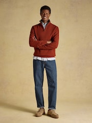 Rojo - Sudadera de canalé francés con cremallera corta Alistair de Joules - Imagen 5 de 8