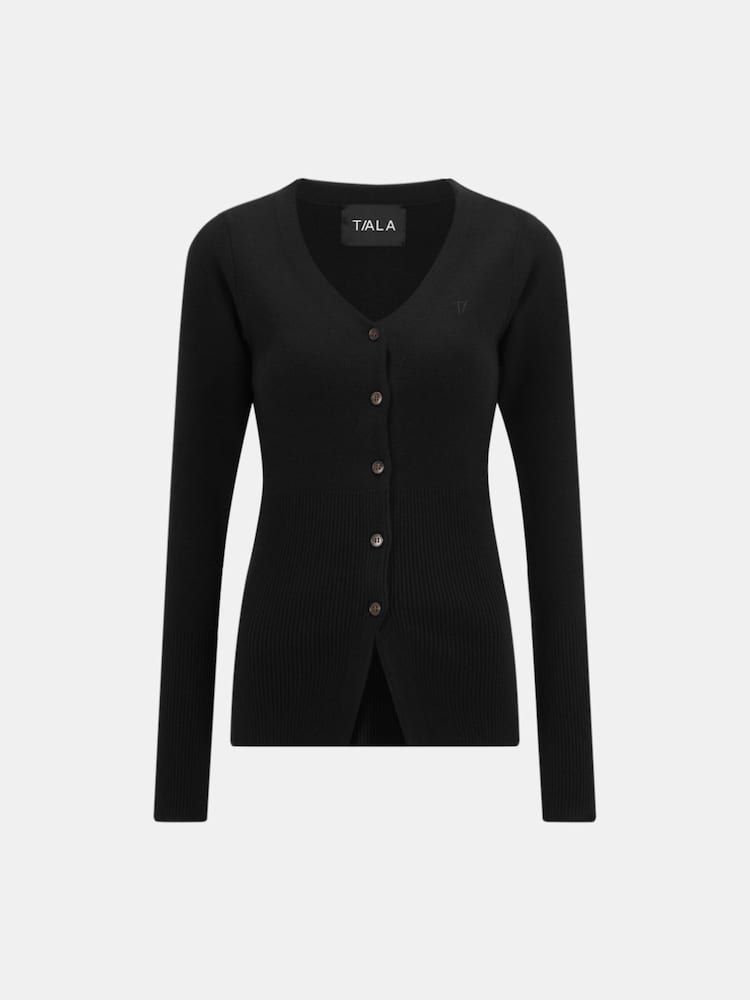 TALA Black Knit Waisted Cardigan - Image 3 of 3