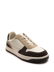Off The Hook White Dylan Leather Trainer Lace Up Shoes - Image 1 of 6