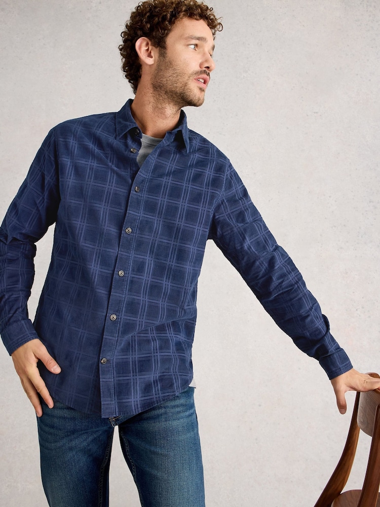 White Stuff Blue Griffin Cord Check Shirt - Image 1 of 6