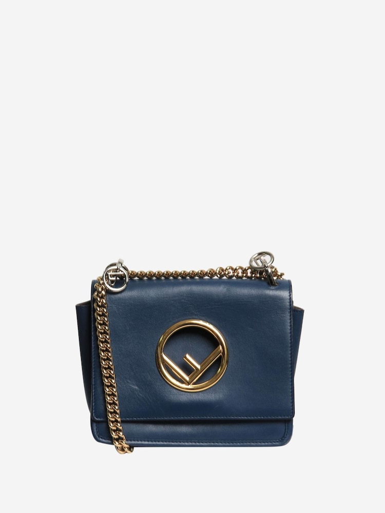 Sign of the Times Blue Leather Kan F Crossbody Bag - Image 1 of 10