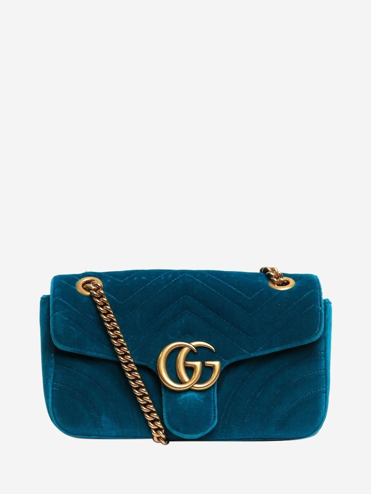 Sign of the Times Green GG Marmont Velvet Shoulder Bag - Image 1 of 8
