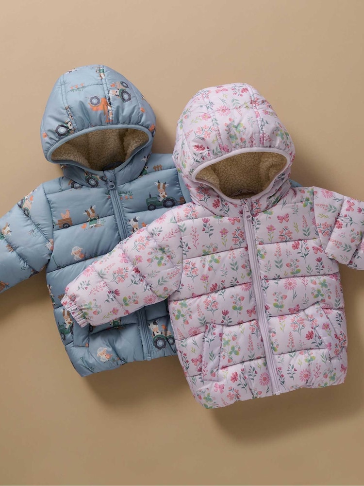 Purebaby Pink Showerproof Padded Puffer Jacket - Image 1 of 5 Purebaby Pink Showerproof Padded Puffer Jacket - Image 1 of 5