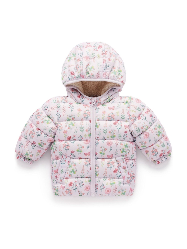 Purebaby Pink Showerproof Padded Puffer Jacket - Image 2 of 5 Purebaby Pink Showerproof Padded Puffer Jacket - Image 2 of 5