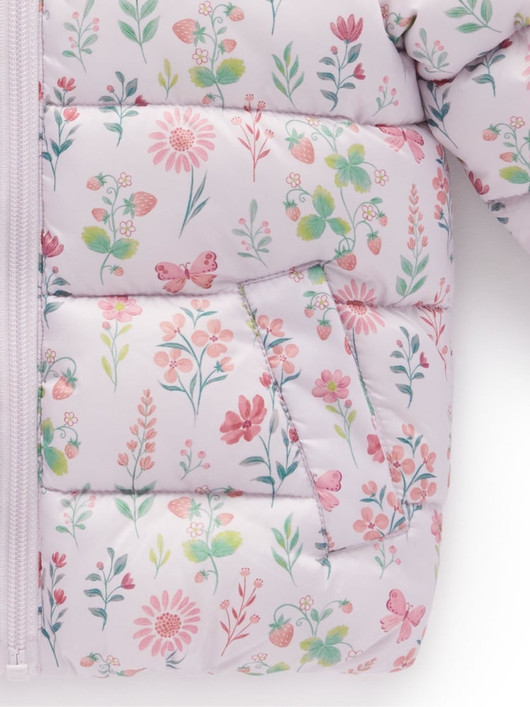 Purebaby Pink Showerproof Padded Puffer Jacket - Image 5 of 5 Purebaby Pink Showerproof Padded Puffer Jacket - Image 5 of 5