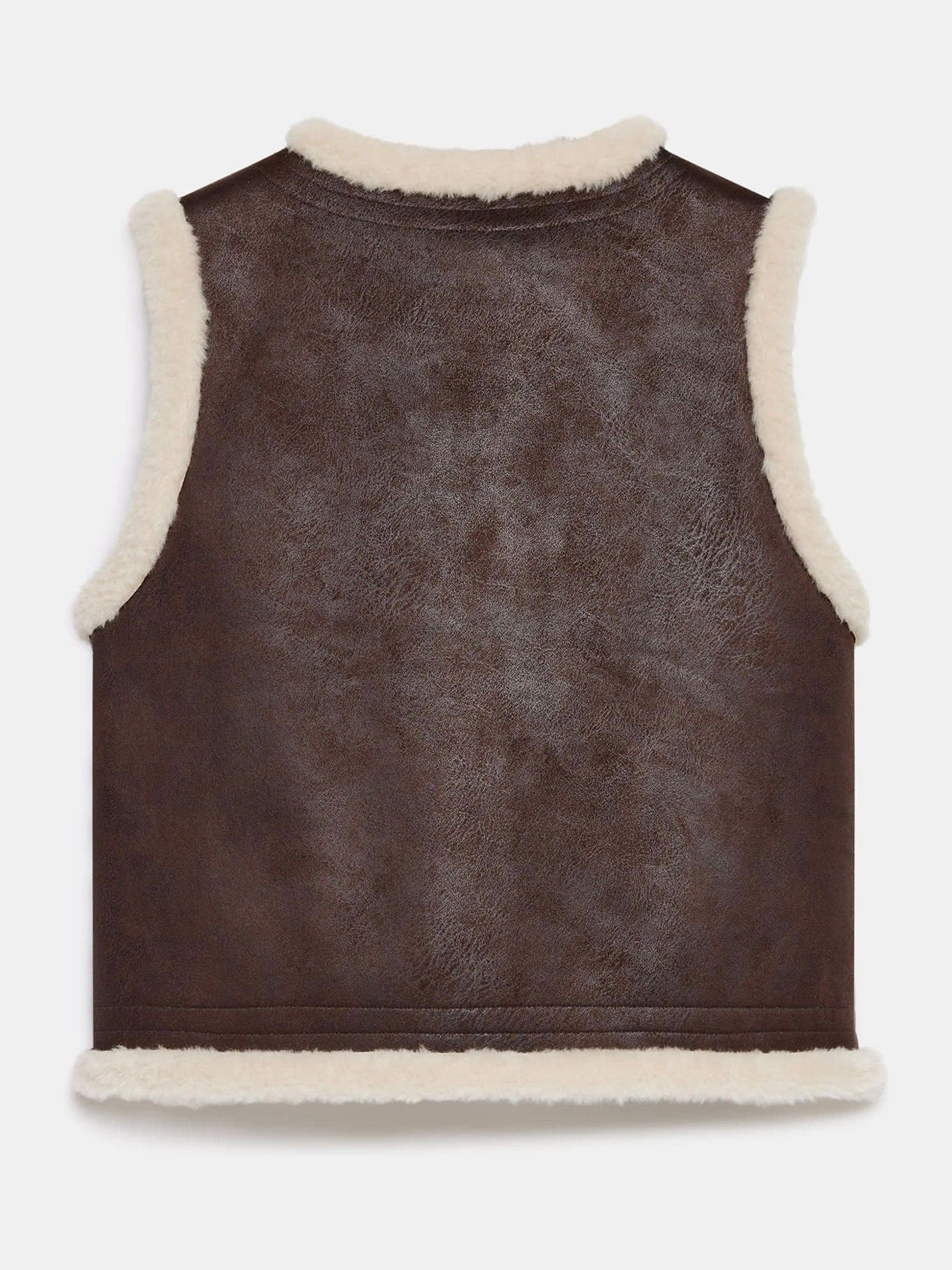 Buy Mint Velvet Brown Bonded Reversible Collarless Gilet from the