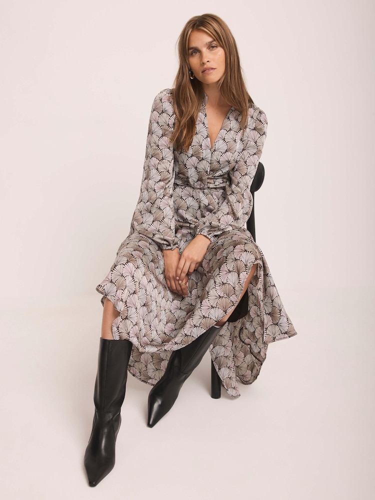 geo print midi dress Whistles Brushed Geo Print Midi Dress Green/Multi Size 0