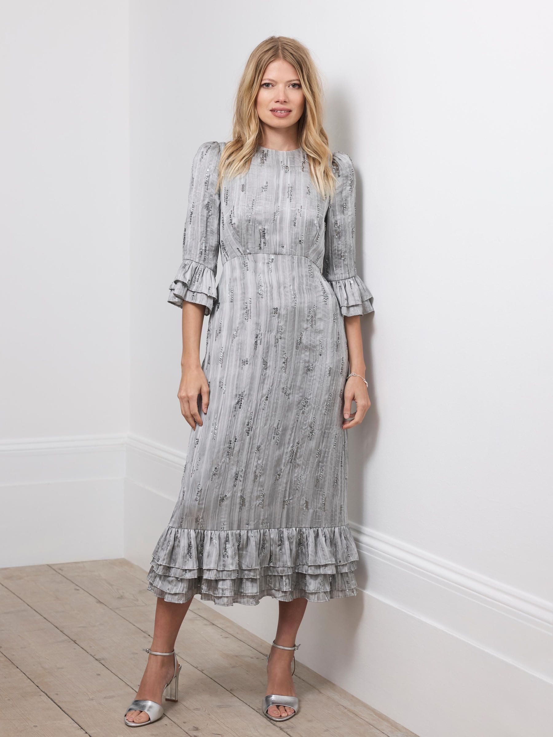 Buy Mint Velvet Grey Embellished Midi Dress from the Next UK