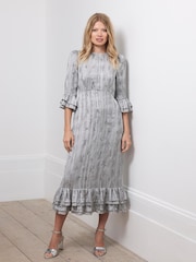 Vestido Midi adornado de terciopelo menta - Imagen 1 de 7