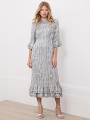 Vestido Midi adornado de terciopelo menta - Imagen 2 de 7