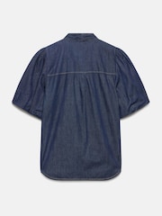 Mint Velvet Dark Indigo Puff Sleeve Denim Shirt - Imaginea 8 din 8