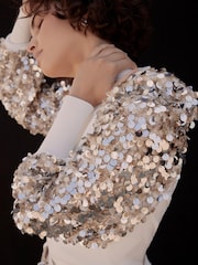 Mint Velvet White Sequin Sleeve Jumper - Image 4 of 7