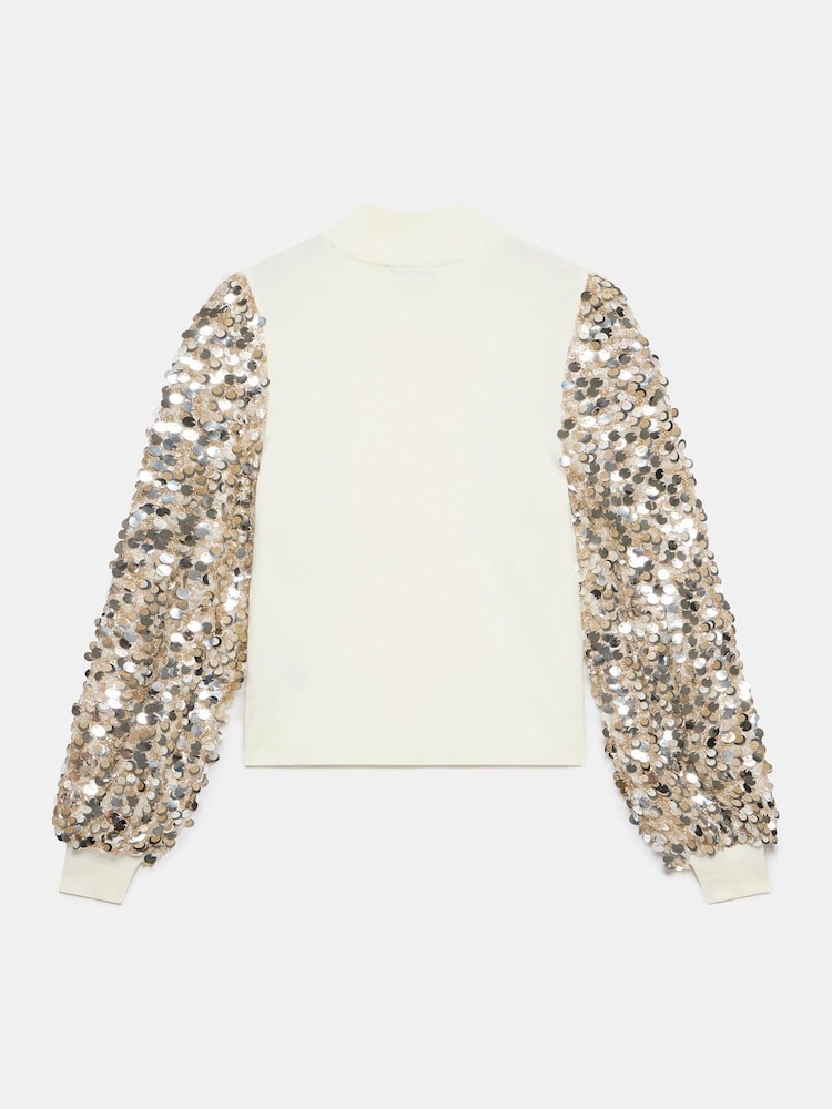 Mint Velvet White Sequin Sleeve Jumper - Image 7 of 7 Mint Velvet White Sequin Sleeve Jumper - Image 7 of 7