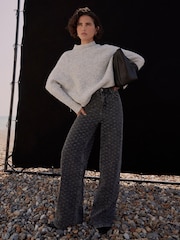 Mint Velvet Textured Diamante Wide Jeans - Imagen 1 de 7