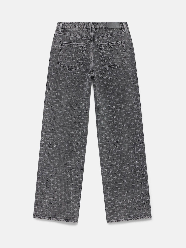 Mint Velvet Grey Textured Diamante Wide Jeans - Image 7 of 7 Mint Velvet Grey Textured Diamante Wide Jeans - Image 7 of 7