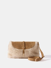 Mint Velvet White Chrissy Neutral Faux Fur Bag - Image 1 of 4