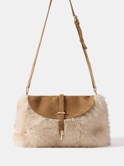 Mint Velvet White Chrissy Neutral Faux Fur Bag - Image 2 of 4