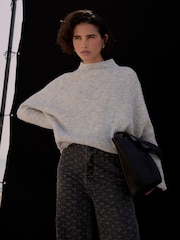 Mint Velvet Grey Zip Detail Batwing Jumper - Image 2 of 7