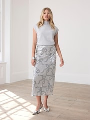 Mint Velvet Sequin Bow Print Pencil Skirt - Imagen 5 de 7