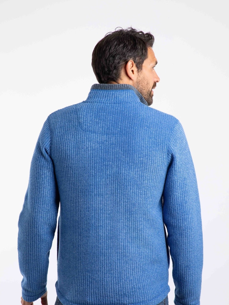 Weird Fish Blue Shires Full Zip Grid Fleece - Image 2 of 7 Weird Fish Blue Shires Full Zip Grid Fleece - Image 2 of 7