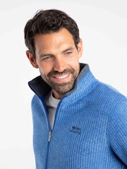 Weird Fish Blue Shires Full Zip Grid Fleece - Image 4 of 7