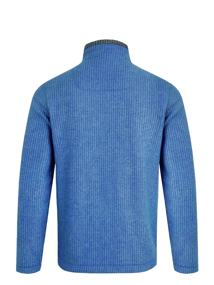 Weird Fish Blue Shires Full Zip Grid Fleece - Image 7 of 7
