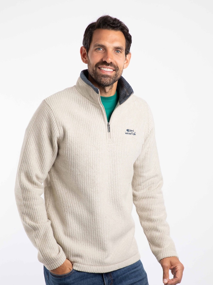 Weird Fish Cream Newark Quarter  Zip Grid Fleece - Image 1 of 7