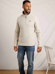 Weird Fish Cream Newark Quarter  Zip Grid Fleece - Image 4 of 7
