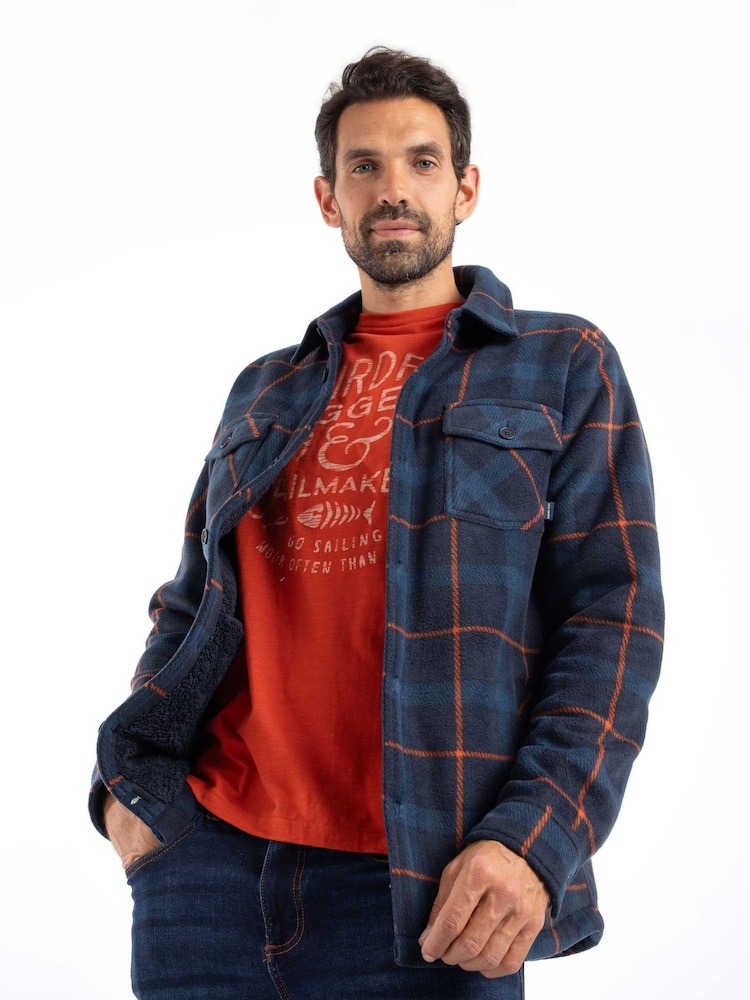 Weird Fish Blue Tyburn  Check Fleece Shacket - Image 2 of 9