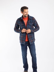 Weird Fish Blue Tyburn  Check Fleece Shacket - Image 4 of 9