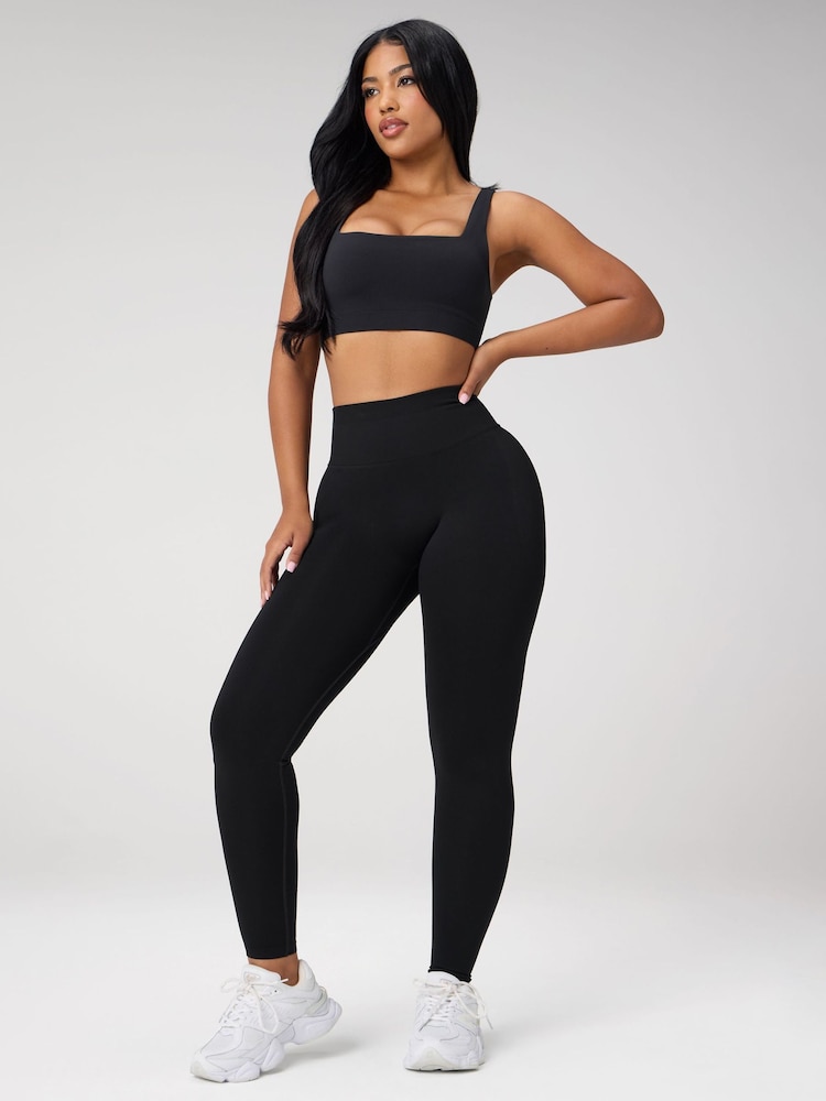 Fabletics Black Sleek Seamless Square Neck Low Impact Bra - Image 1 of 4 Fabletics Black Sleek Seamless Square Neck Low Impact Bra - Image 1 of 4