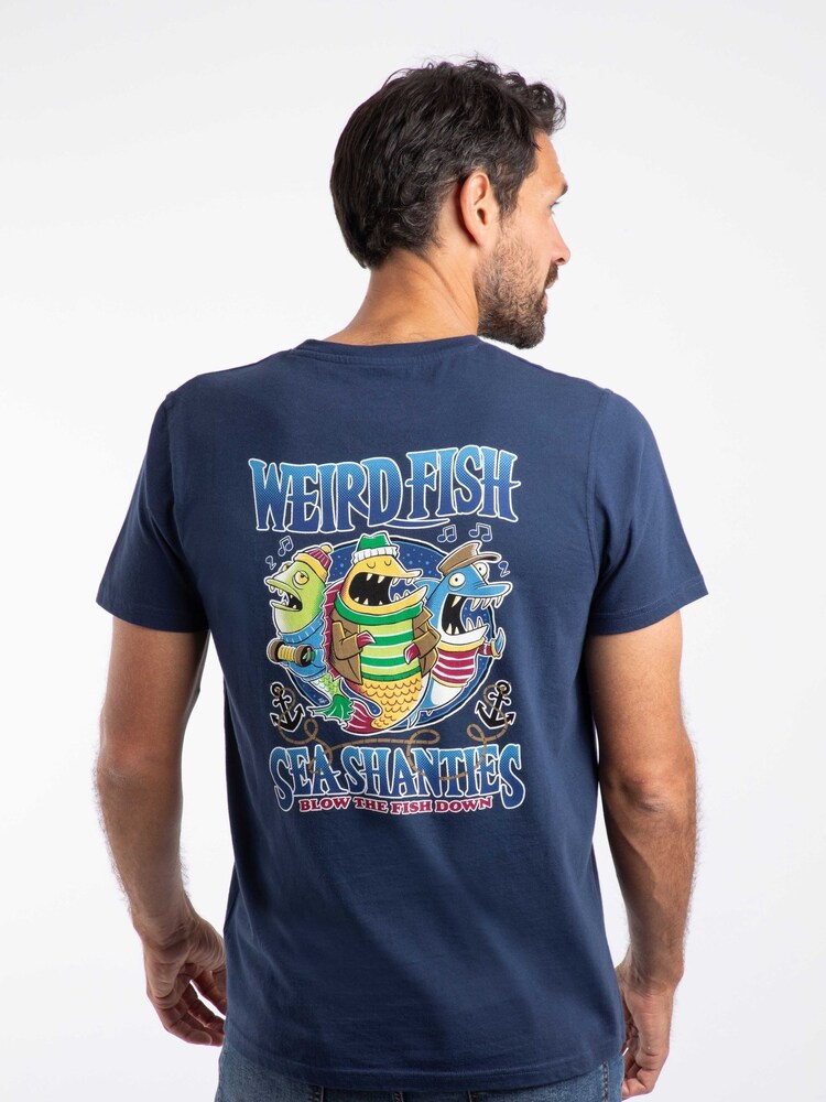 Weird Fish Dark Blue Sea Shanties Back Print Artist T-Shirt - Image 1 of 6