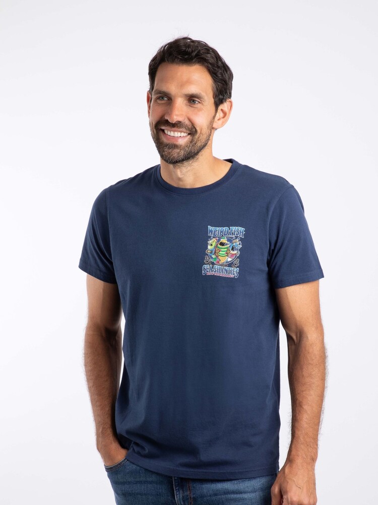 Weird Fish Dark Blue Sea Shanties Back Print Artist T-Shirt - Image 2 of 6