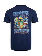Weird Fish Dark Blue Sea Shanties Back Print Artist T-Shirt - Image 6 of 6