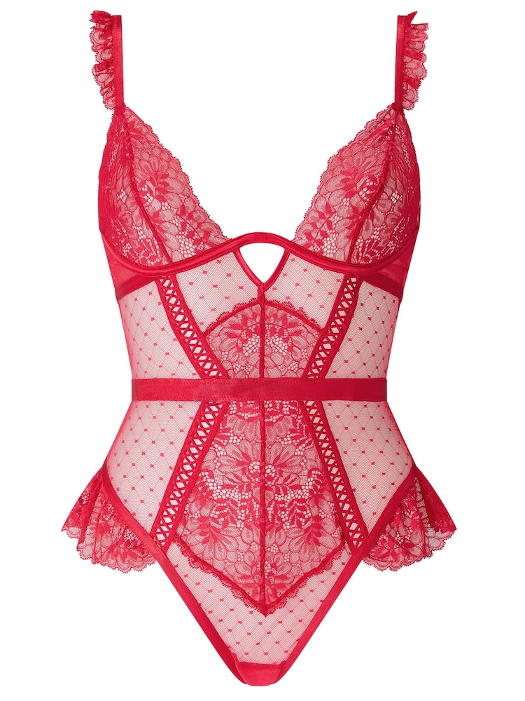 Rot - Ann Summers Entice Me Schrittloser Teddy-Body - Bild 5 von 5