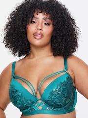 Ann Summers Blue DD+ Pad Plunge Mirage Foiled Lace Padded Plunge Bra - Image 3 of 5