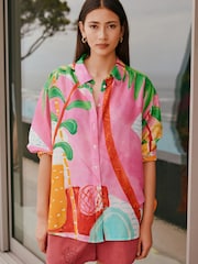 Alec Cumming Artist X Abstract Print Tencel Long Sleeve Lightweight Shirt - Image 1 of 7