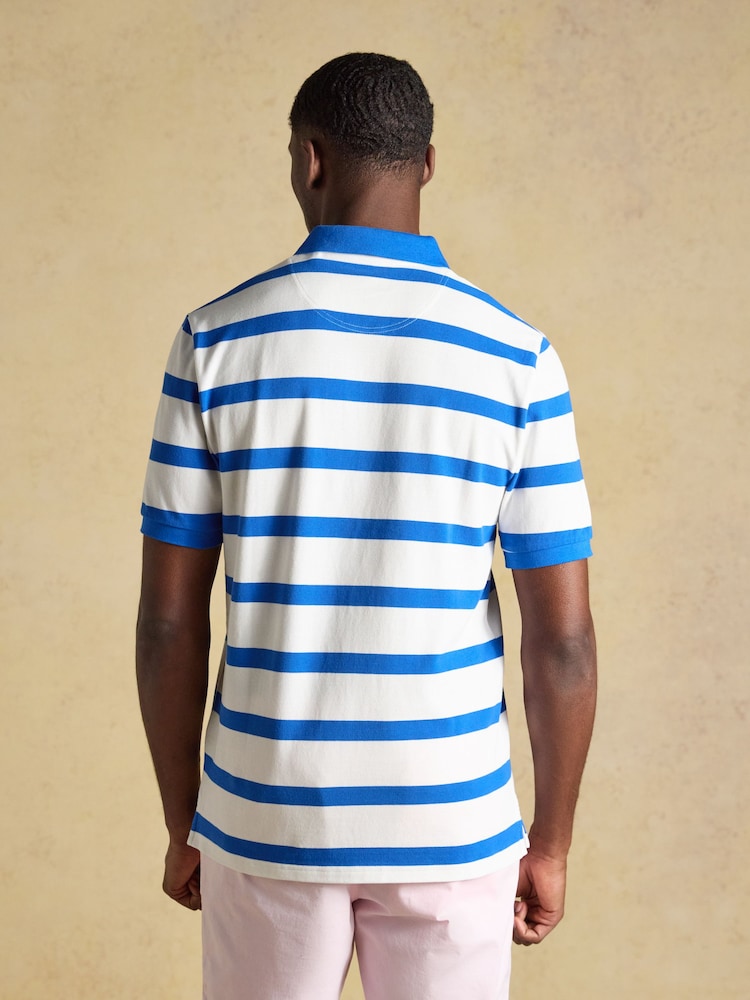 Joules Woody White & Blue Striped Cotton Pique Polo Shirt - Image 2 of 9 Joules Woody White & Blue Striped Cotton Pique Polo Shirt - Image 2 of 9
