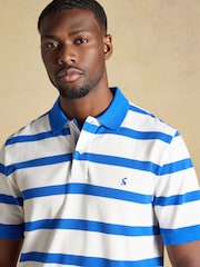 Joules Woody White & Blue Striped Cotton Pique Polo Shirt - Image 4 of 9