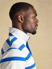 Joules Woody White & Blue Striped Cotton Pique Polo Shirt - Image 6 of 9
