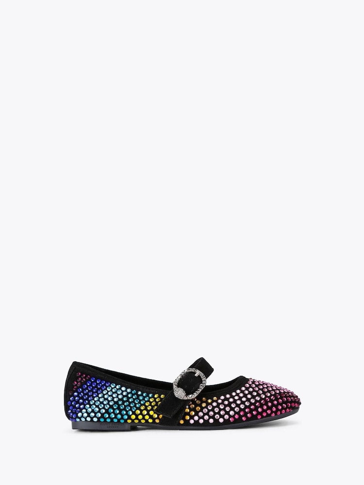 Kurt Geiger London Black Junior Mini Mayfair Ballerina Shoes - Image 1 of 4