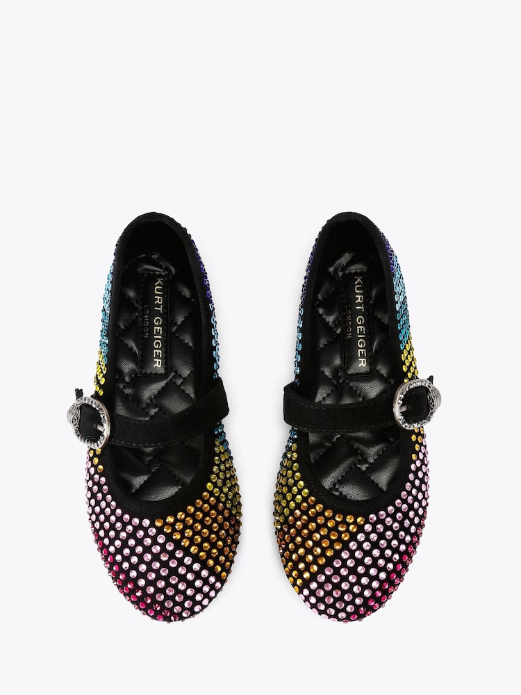 Kurt Geiger London Black Junior Mini Mayfair Ballerina Shoes - Image 2 of 4